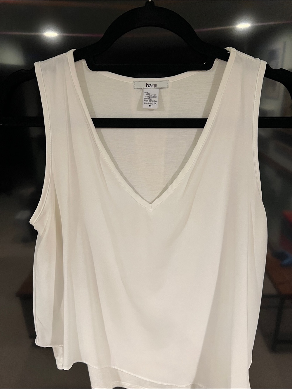 Bar III White V-Neck Sleeveless Camisole
